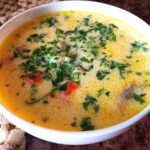 romanian chicken soup with garlic and sour cream