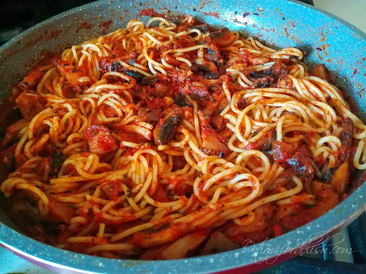 bacon mushroom spaghetti pasta