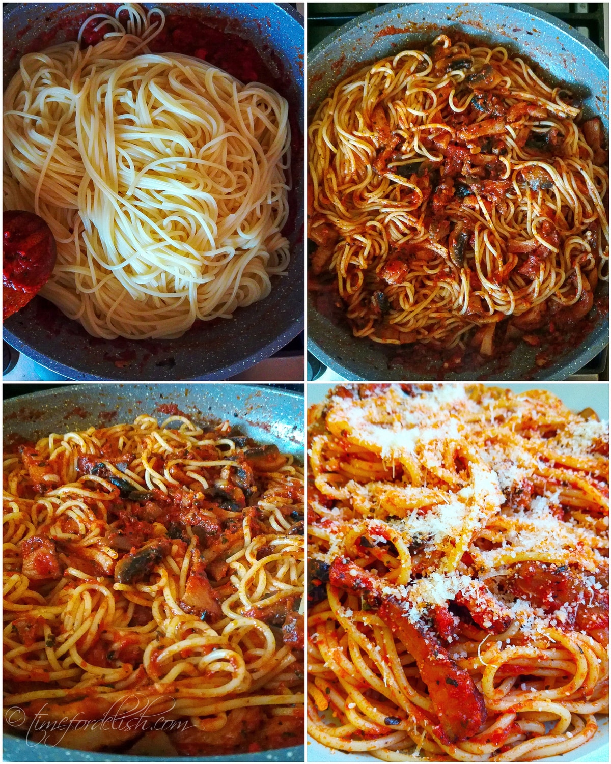 add spaghetti to the sauce