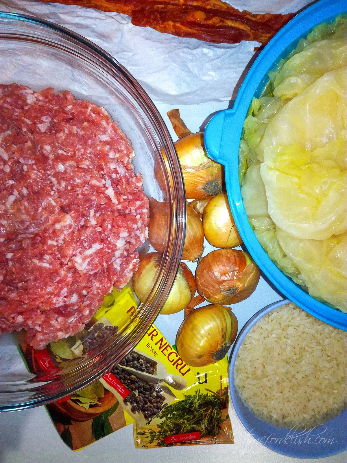 ingredients for Romanian cabbage rolls