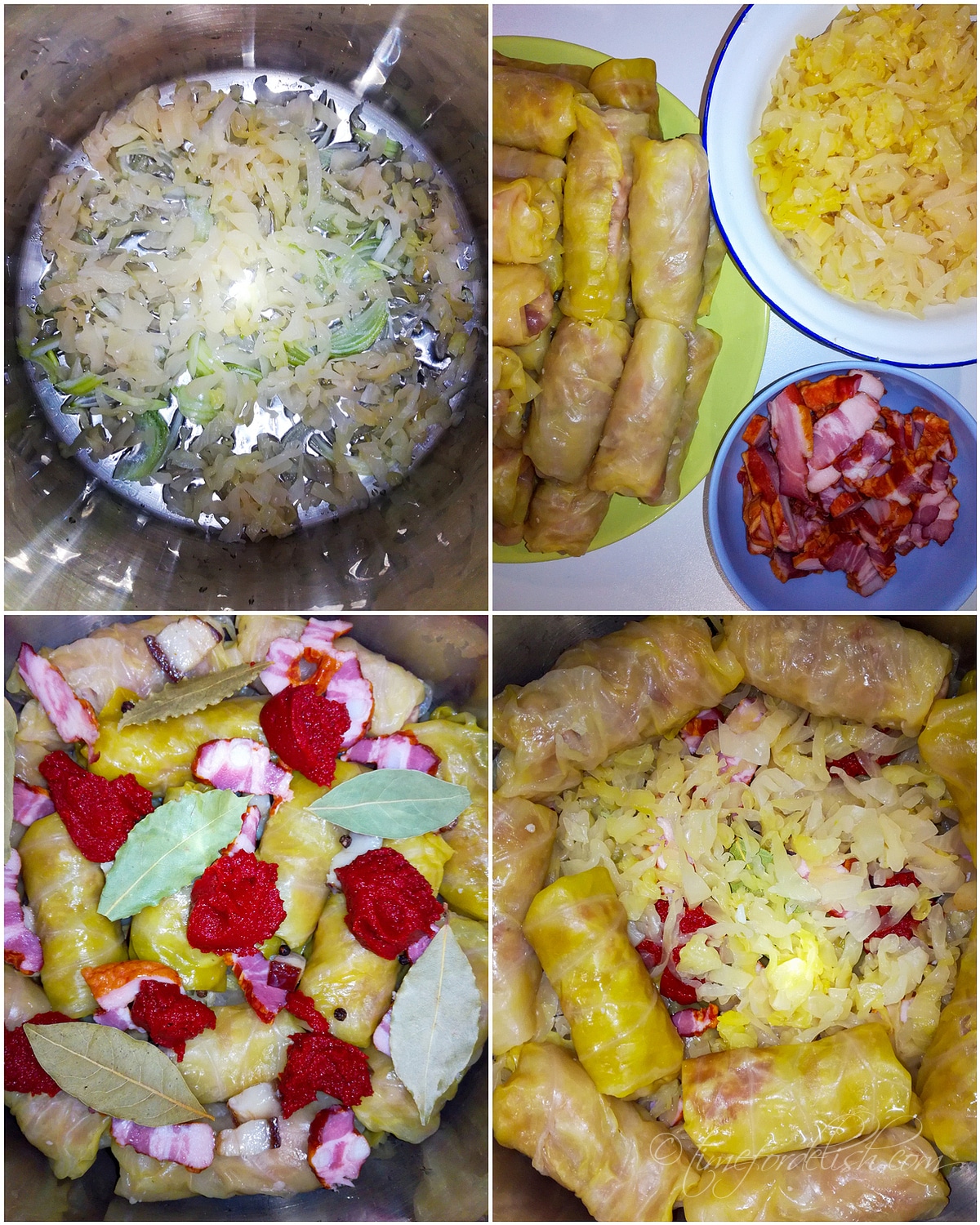 picture of how to assemble and cook Romanian cabbage rolls