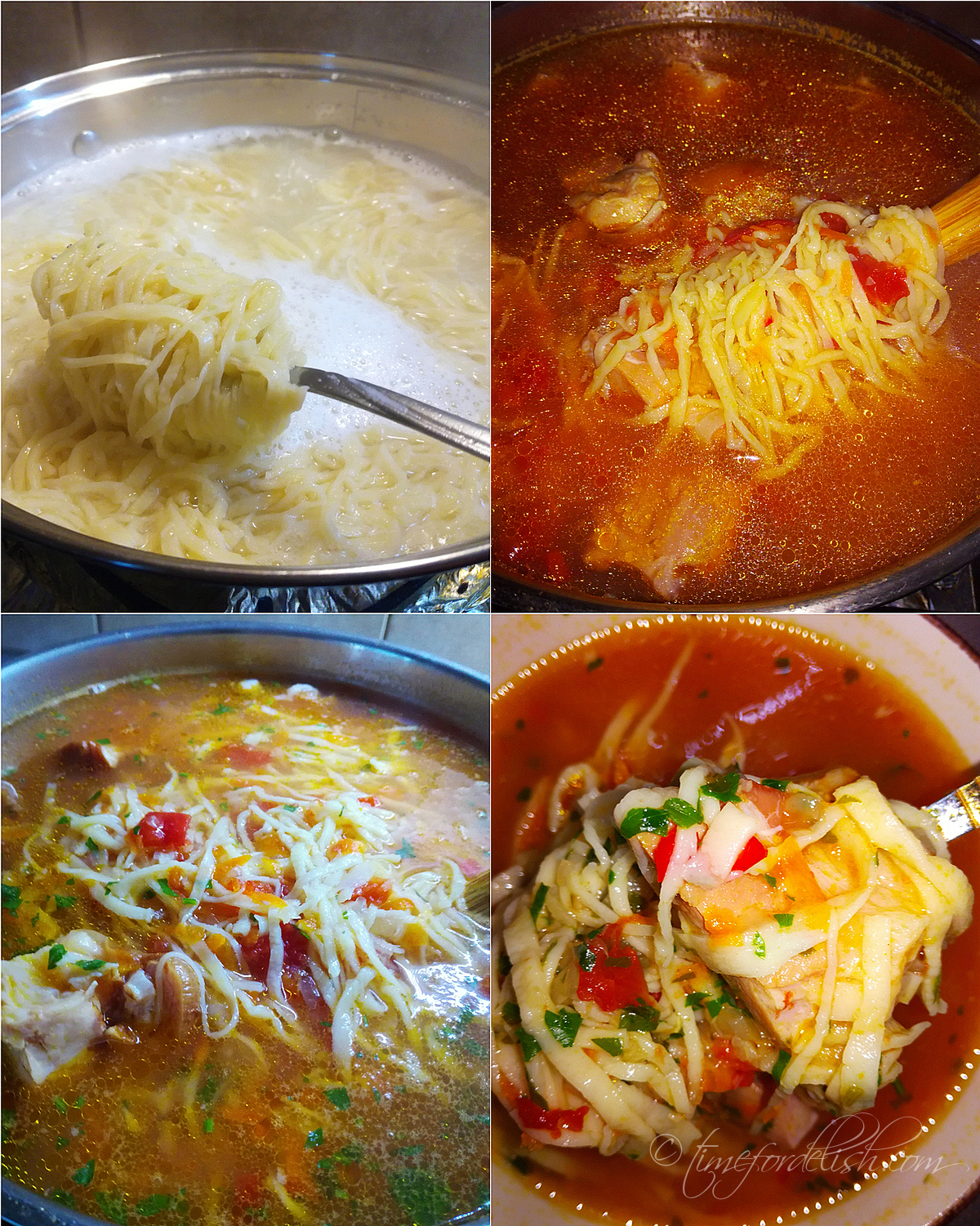 making pork noodle soup